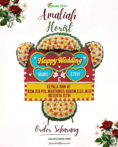 Karangan Papan Bunga Pernikahan di Karangdadap